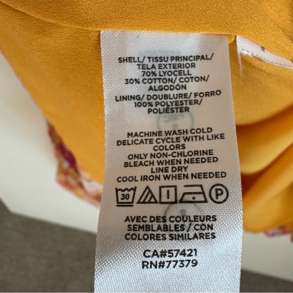 Ann Taylor Floral Tiered High Neck Shift Knee Length Dress Yellow Pink Size L - Picture 5 of 7